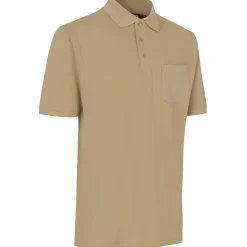ID klassisk poloshirt med lomme sand str. 2XL