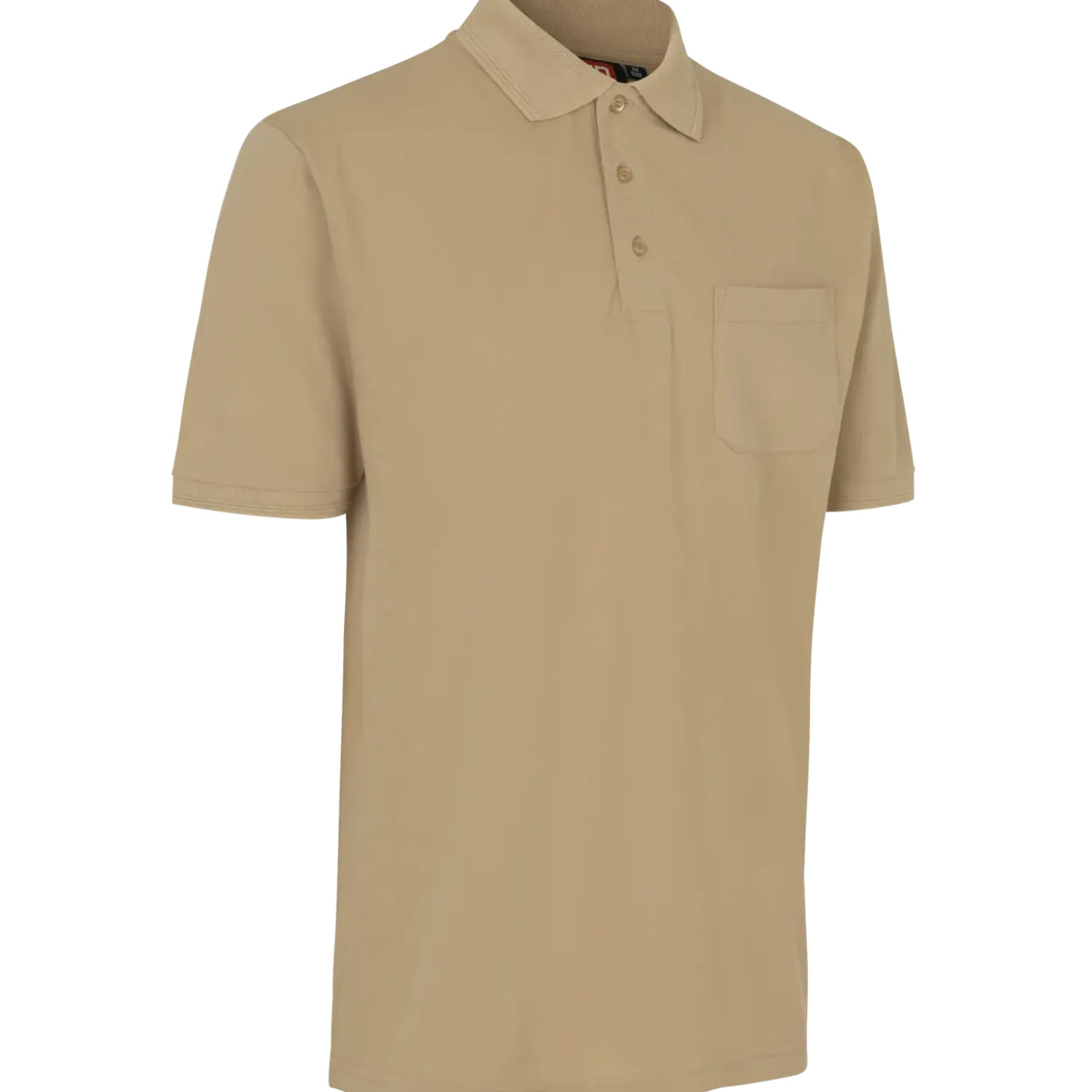 ID klassisk poloshirt med lomme sand str. 2XL