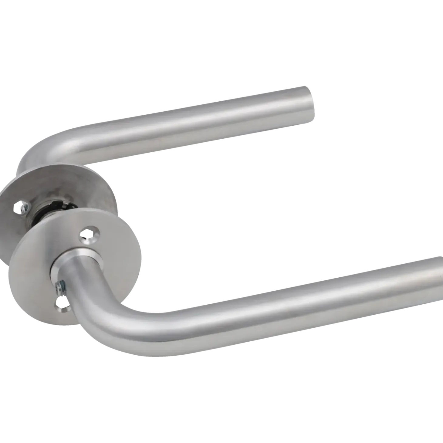 Jasa dørgreb L-form 16 mm m/massiv roset rustfrit stål
