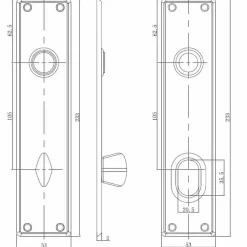 Jasa langskilte sæt t/ASSA 233x53x5 mm børstet rustfrit stål