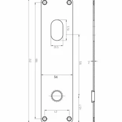 Jasa langskilt sæt oval cylinder 233x53x5 mm børstet rustfrit stål