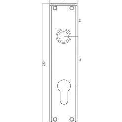 Jasa langskilt t/dråbecylinder 233x53x5 mm CC92 børstet rustfrit stål