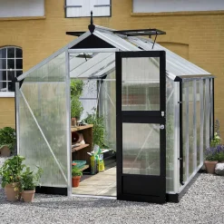 Juliana Compact drivhus alu. og sort med polycarbonat 6,6 m²