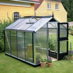 Juliana Compact drivhus alu. og sort med polycarbonat 6,6 m²