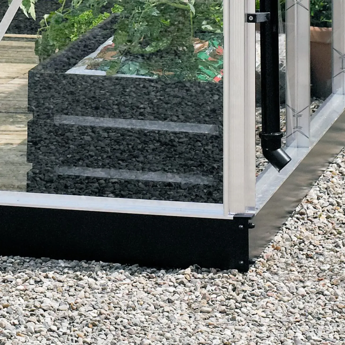 Juliana Compact drivhus alu. og sort med hærdet glas 6,6 m²