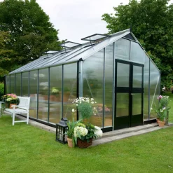 Juliana Gartner 21,4 m² drivhus alu/sort med 10mm polycarbonat