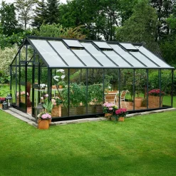 Juliana Gartner 21,4 m² drivhus antracit/sort med 3 mm hærdet glas