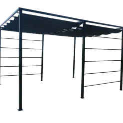 Kina pergola m/rulletag 298x240x398 cm sort