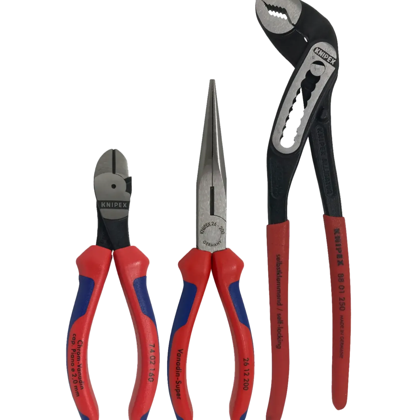 Knipex tangsæt kraft-sidebider/fladrundtang/vandpumpetang