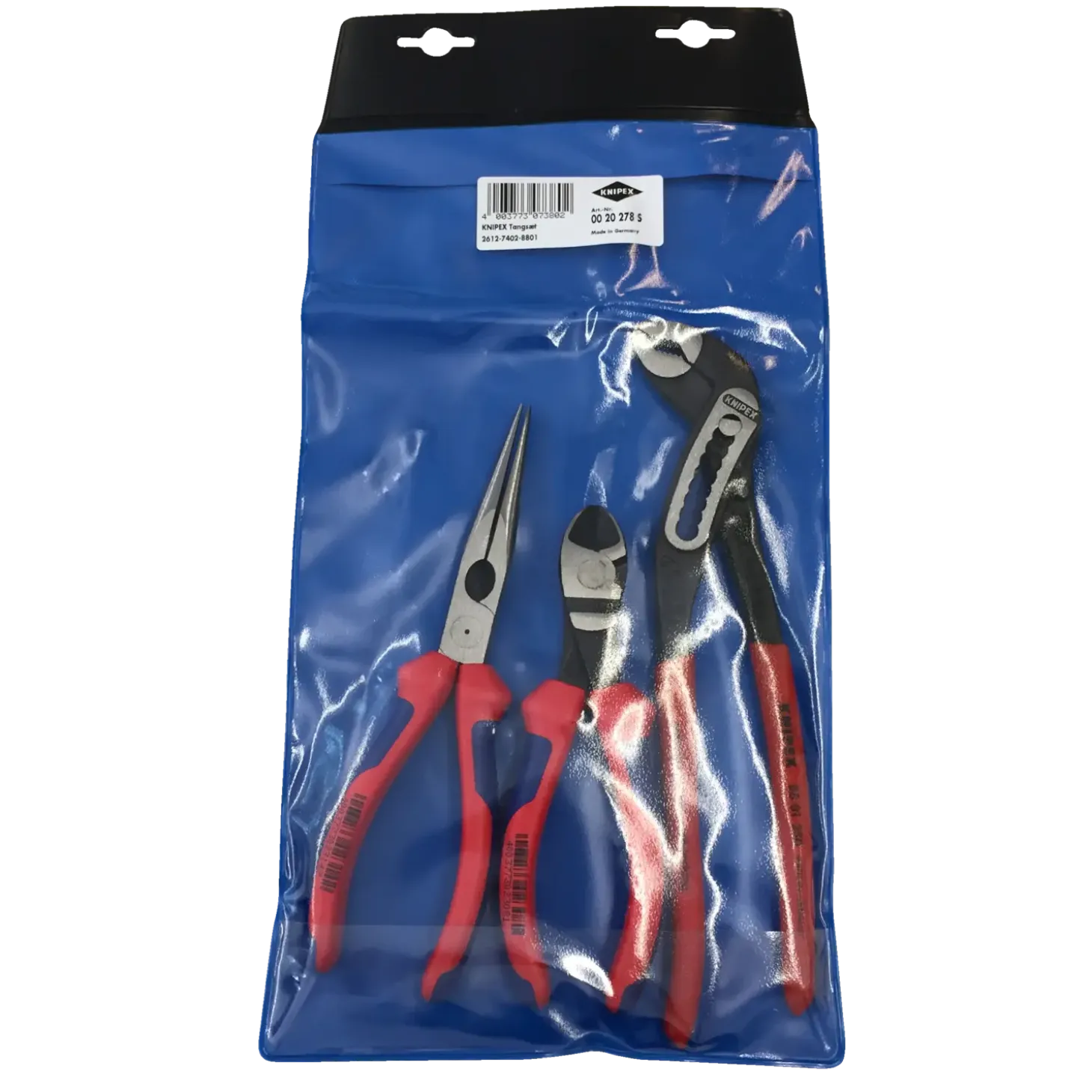 Knipex tangsæt kraft-sidebider/fladrundtang/vandpumpetang