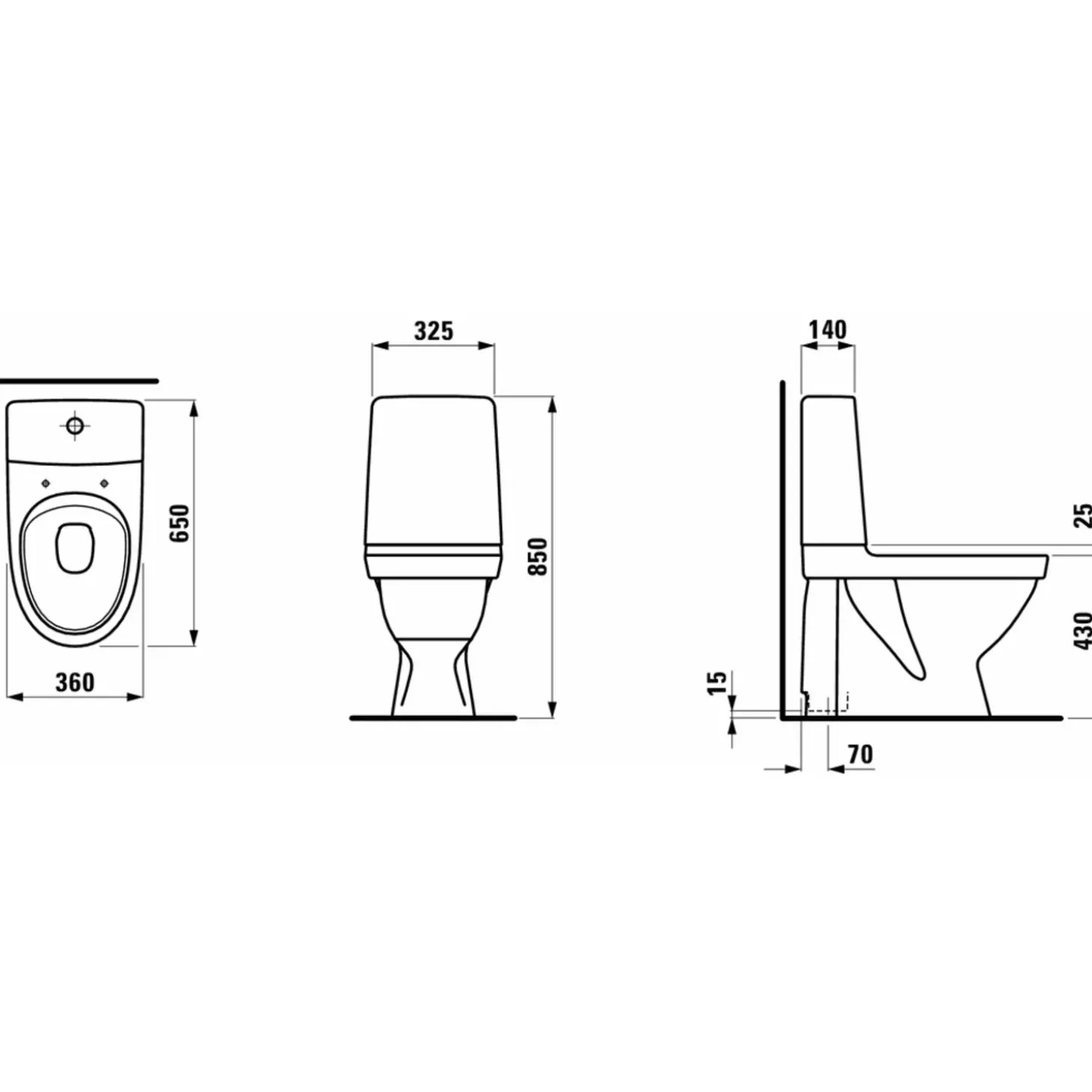 Laufen Kompas toilet t/limning m/skjult S-lås hvid