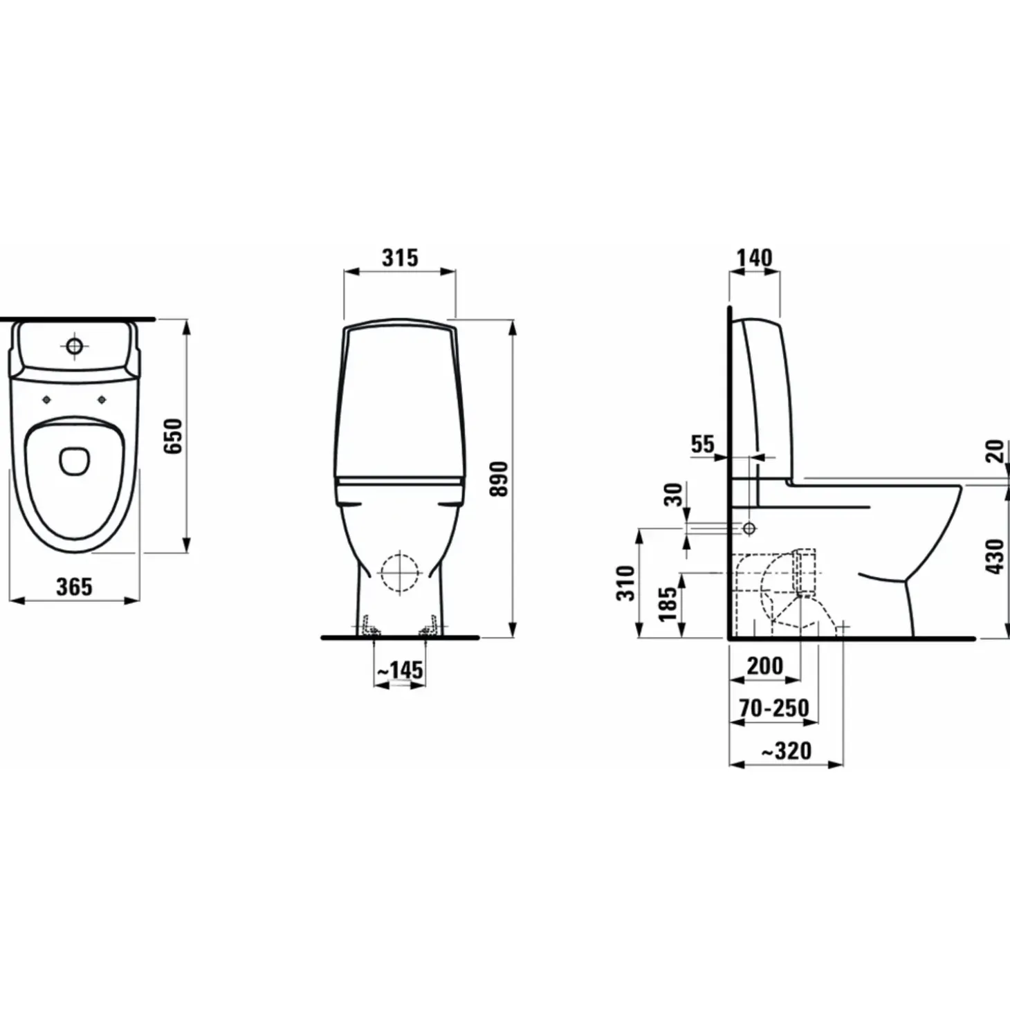 Laufen Pro-N toilet m/skjult P-lås hvid
