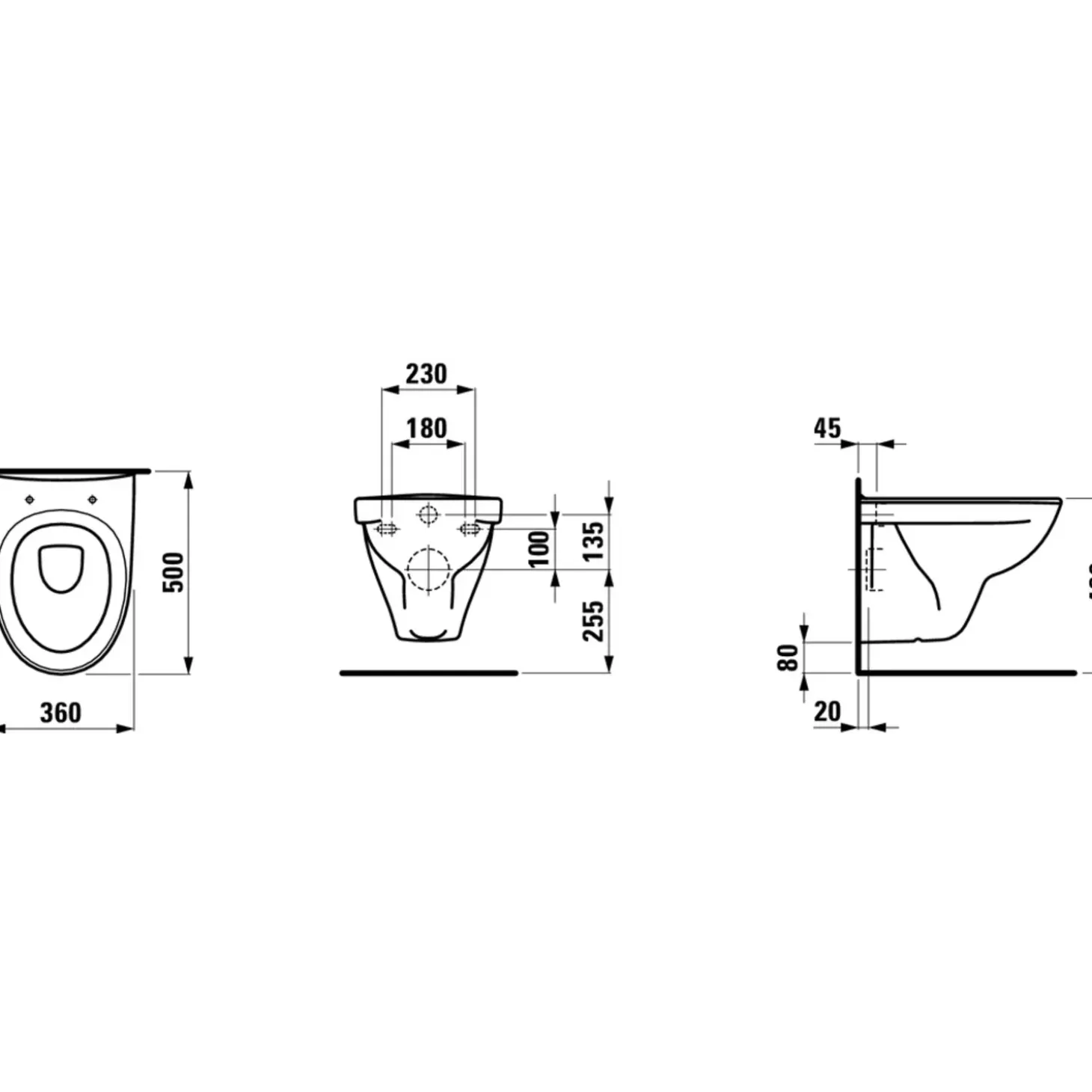 Laufen Pro-N væghængt toilet hvid