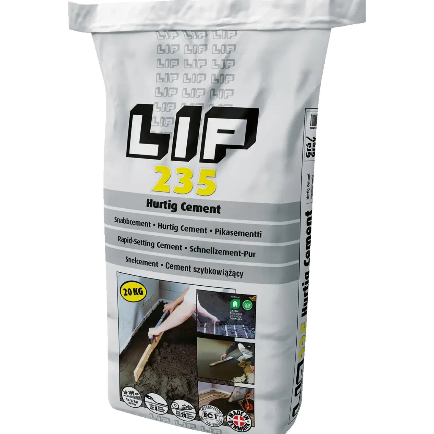 LIP 235 hurtig cement, 20 kg, grå