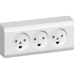 LK stikkontakt OPUS 66 udvendig triple hvid