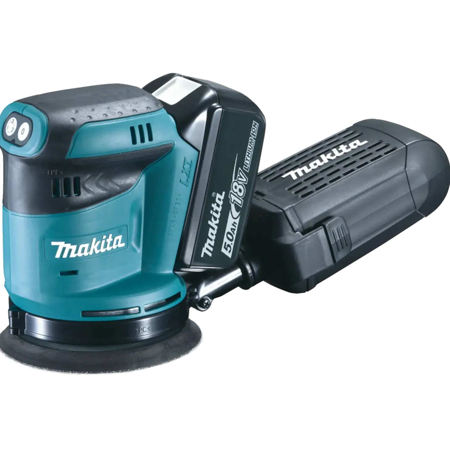 Makita DBO180T excentersliber inkl. 1x5,0 Ah batteri