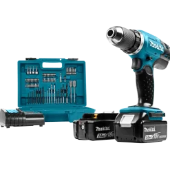 Makita DDF453SFX1 18V LXT bore/skruemaskine 2x3.0 Ah inkl. 75 dele tilbehør