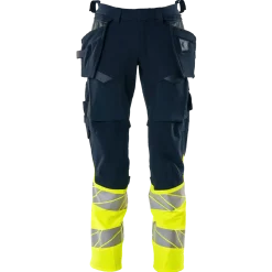 Mascot Accelerate Safe bukser med hængelommer mørk marine/hi-vis gul str. 82C52