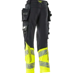 Mascot Accelerate Safe bukser med hængelommer mørk marine/hi-vis gul str. 82C52