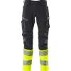 Mascot Accelerate Safe bukser med knælommer mørk marine/hi-vis gul str. 82C52