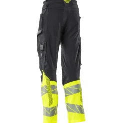 Mascot Accelerate Safe bukser med knælommer mørk marine/hi-vis gul str. 82C52