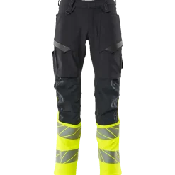 Mascot Accelerate Safe bukser med knælommer mørk marine/hi-vis gul str. 82C52