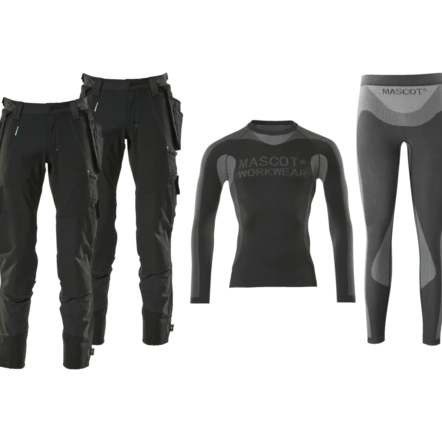 Mascot workwear box inkl. 2x håndværkerbukser og funktionsundertøj sort str. 82C54