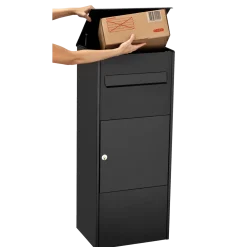 ME|FA pakkepostkasse Oak m/montagestænger (480) sort struktur 380x1035 mm.