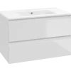 Mikelo vaskeskab med porcelænsvask, hvid højglans - 60 cm