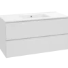 Mikelo vaskeskab med porcelænsvask, hvid mat - 60 cm