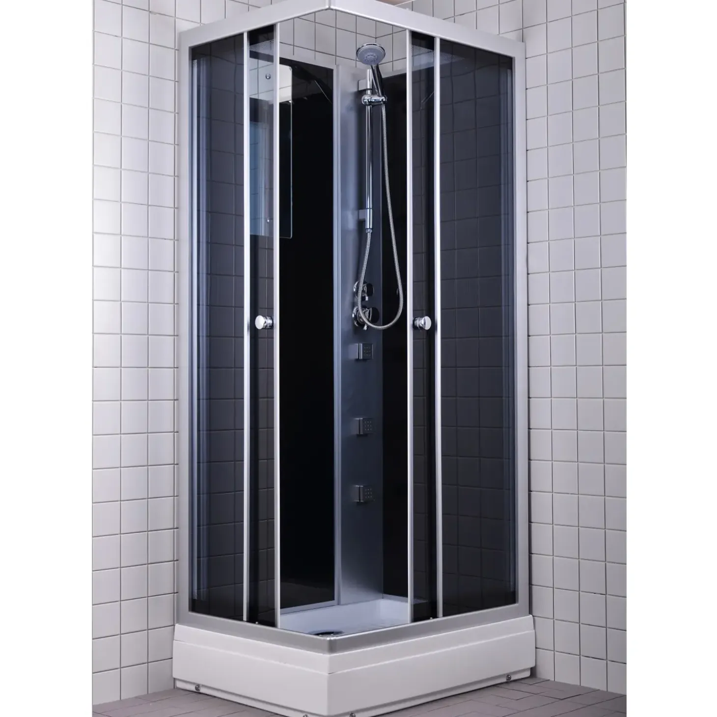 Milobad rondo brusekabine 70x90 cm med massagedyser
