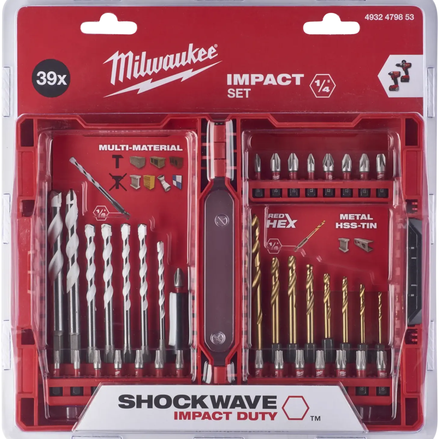 Milwaukee bor-bitssæt 39 stk