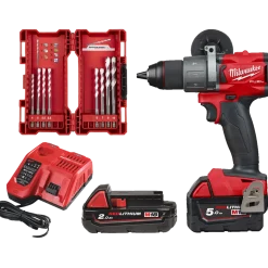 Milwaukee DAV-FDP2-522X 18V slagboremaskine m/batterier/lader og borsæt