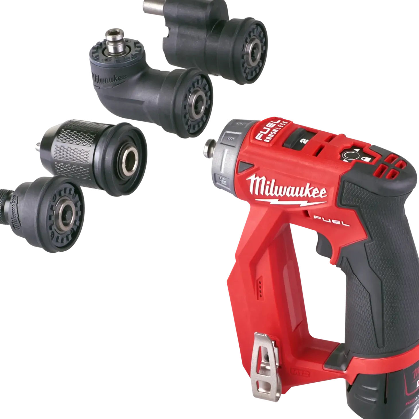 Milwaukee M12 bore-/skruemaskine med udskiftbare hoveder inkl. 2x 2,0Ah batteri og lader