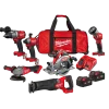 Milwaukee M18 FPP6K2-502B powerpack inkl. slag-/skruemaskiner, bajonetsav, 125mm vinkelsliber og 55mm rundsav inkl. batteri og lader