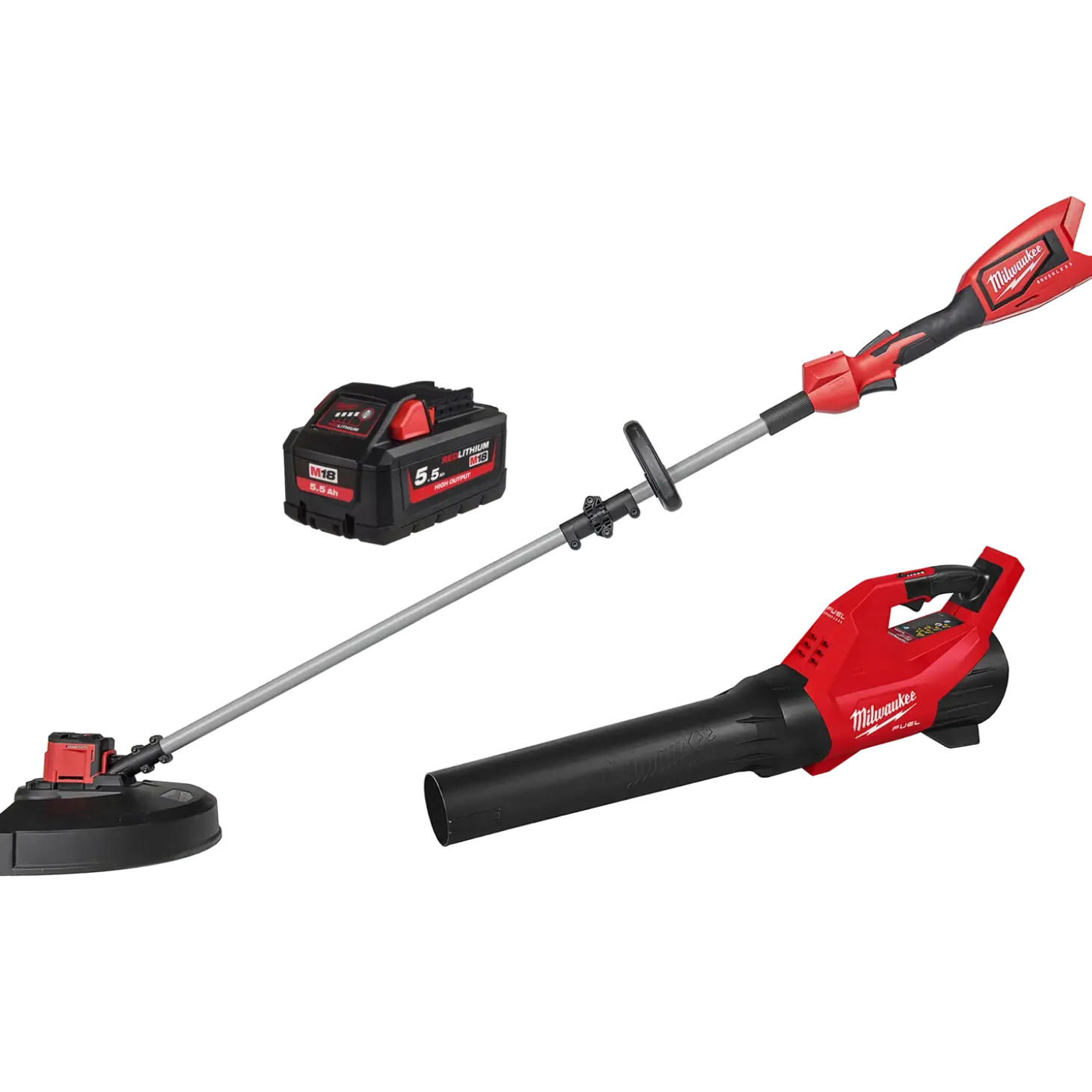 Milwaukee M18 powerpack M18 BLLT græstrimmer/M18 FBLG3 løvblæser 5,5Ah batteri
