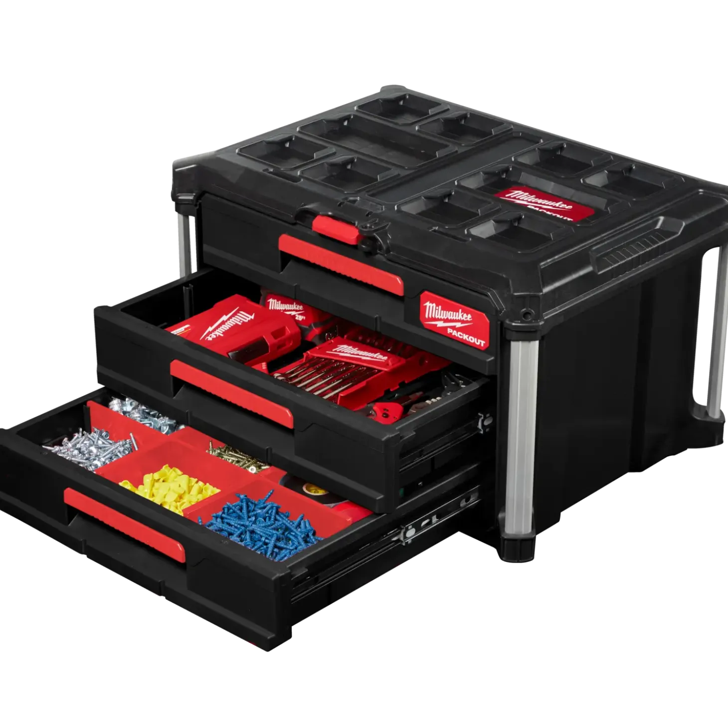 Milwaukee packout kuffert med 3 skuffer