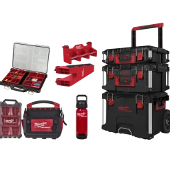 Milwaukee Packout™ sæt rød Trolley/organizer/maske/værktøjsholder/drikkedunk
