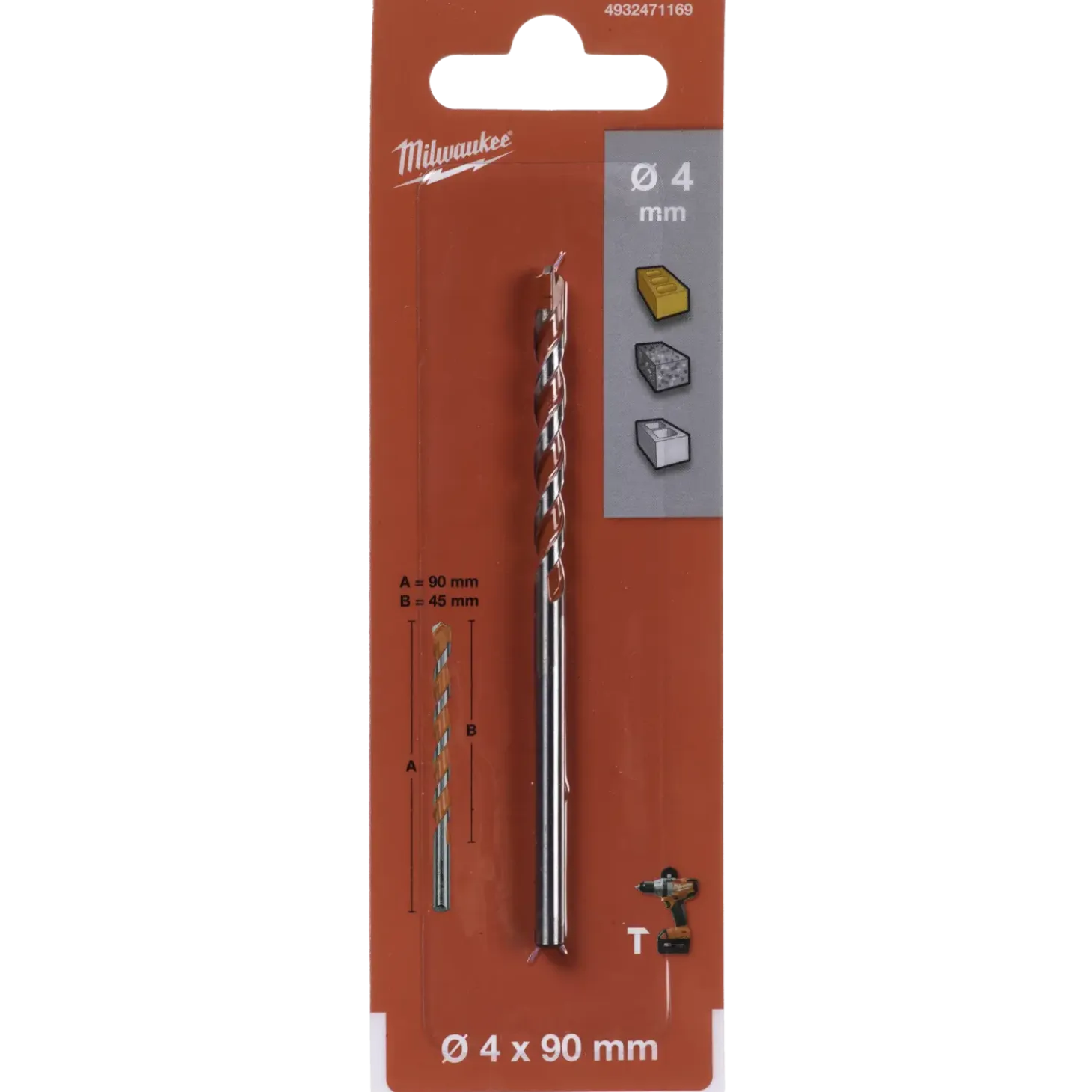 Milwaukee premium murbor med karbidspids 4x90 mm