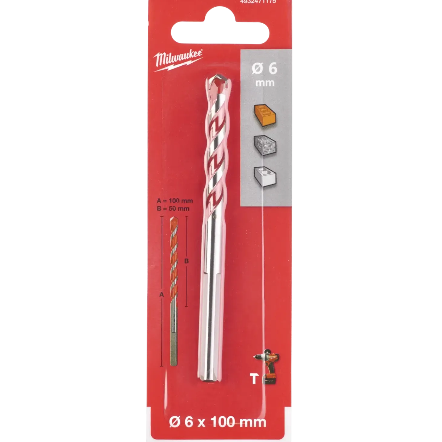 Milwaukee premium murbor med karbidspids 6x100 mm