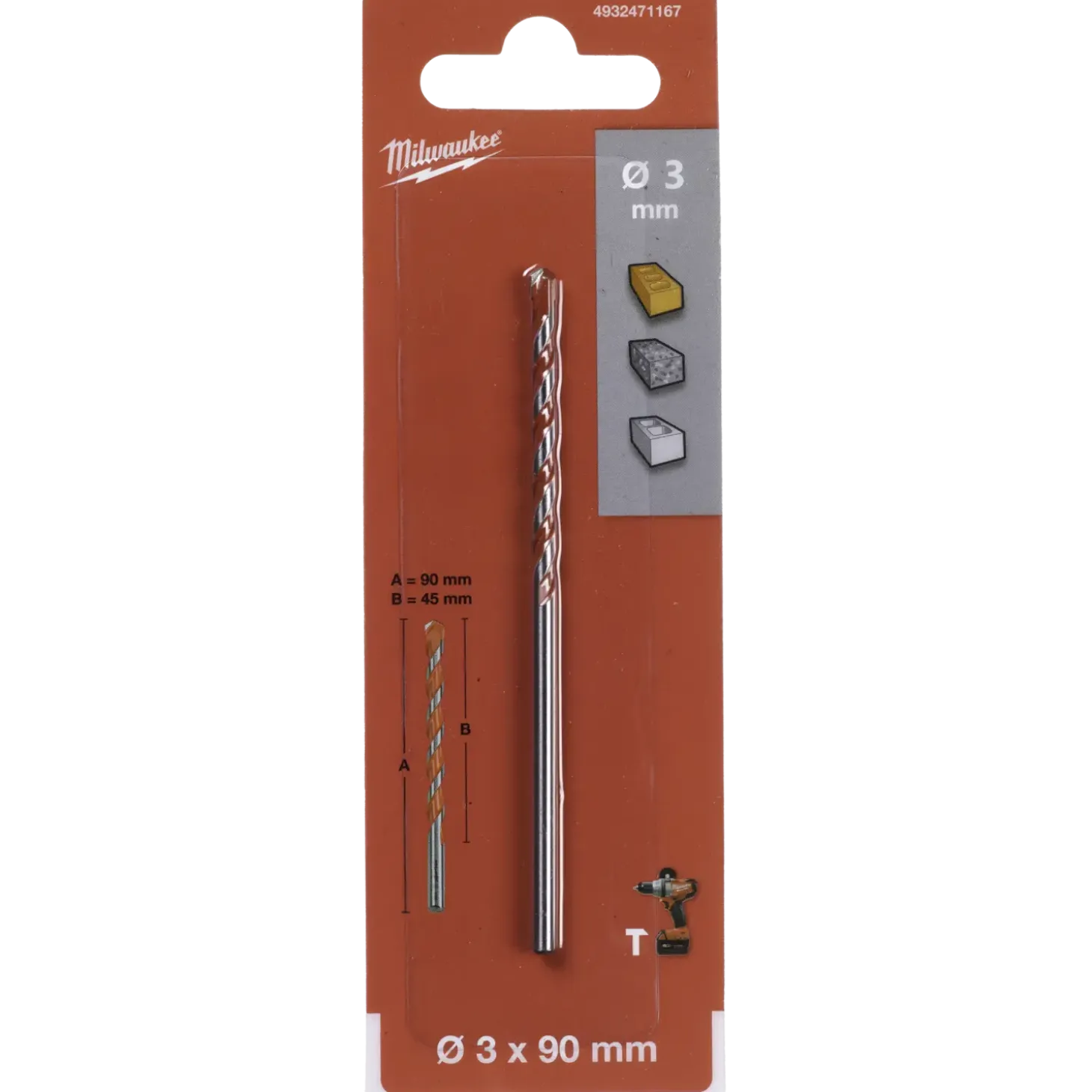 Milwaukee premium murbor med karbidspids 3x90 mm