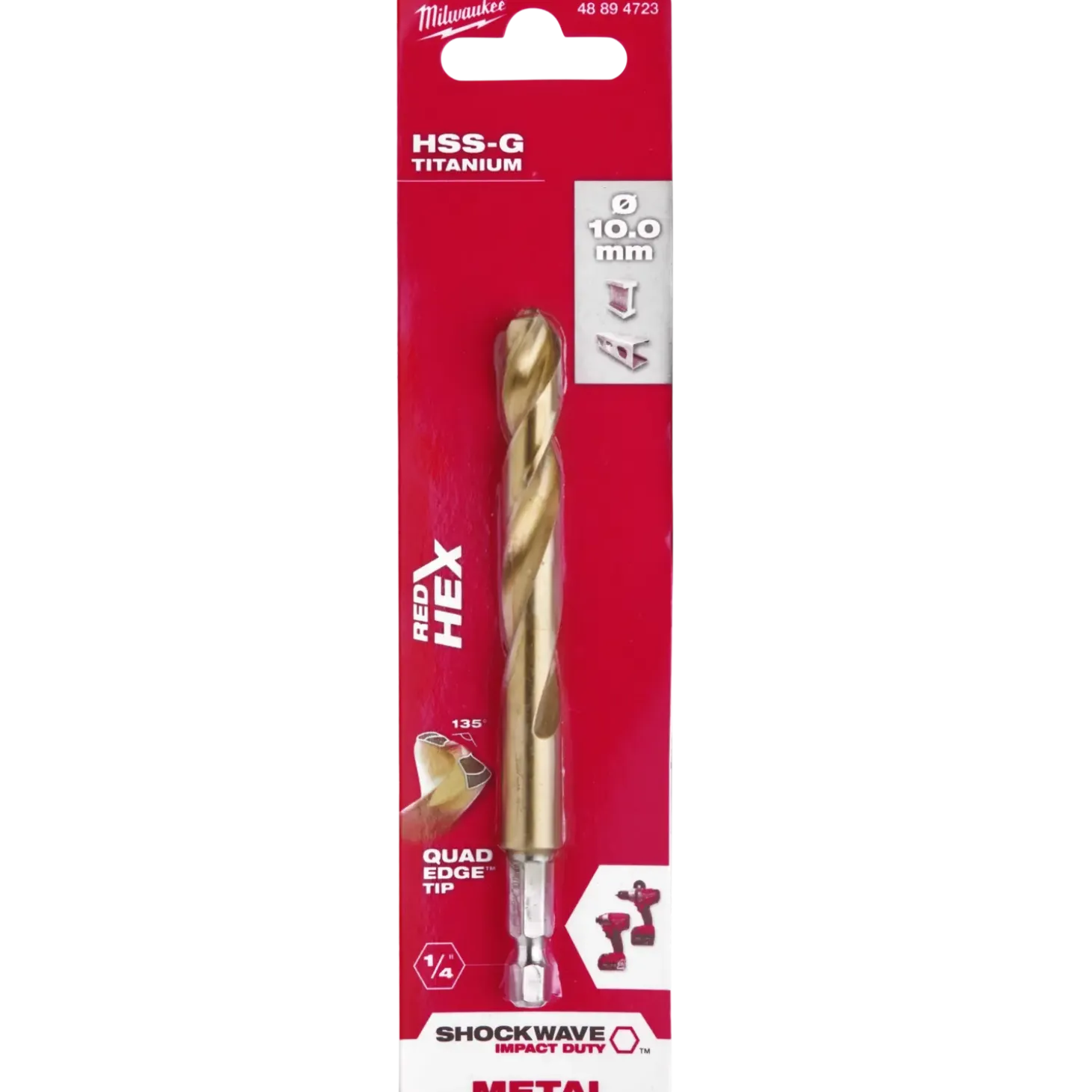 Milwaukee Red Hex shockwave™ HSS-Tin metalbor 10 mm