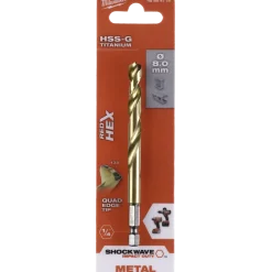 Milwaukee Red Hex shockwave™ HSS-Tin metalbor 8 mm