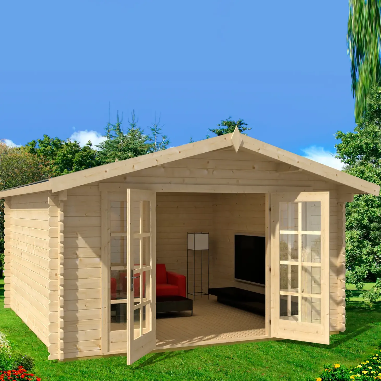 Nils hytte med dobbeltdør og vinduer, 10,12 m²