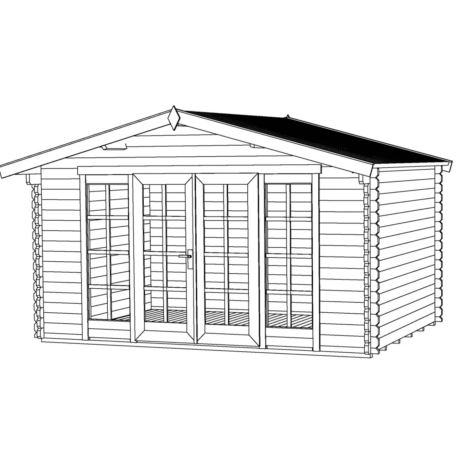 Nils hytte med dobbeltdør og vinduer, 10,12 m²