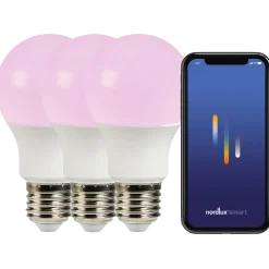 Nordlux smart pære colour LED E27 A60 8W RGB 3 pak