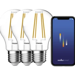Nordlux smart pære E27 A60 CCT 4,7W klar 3 pak
