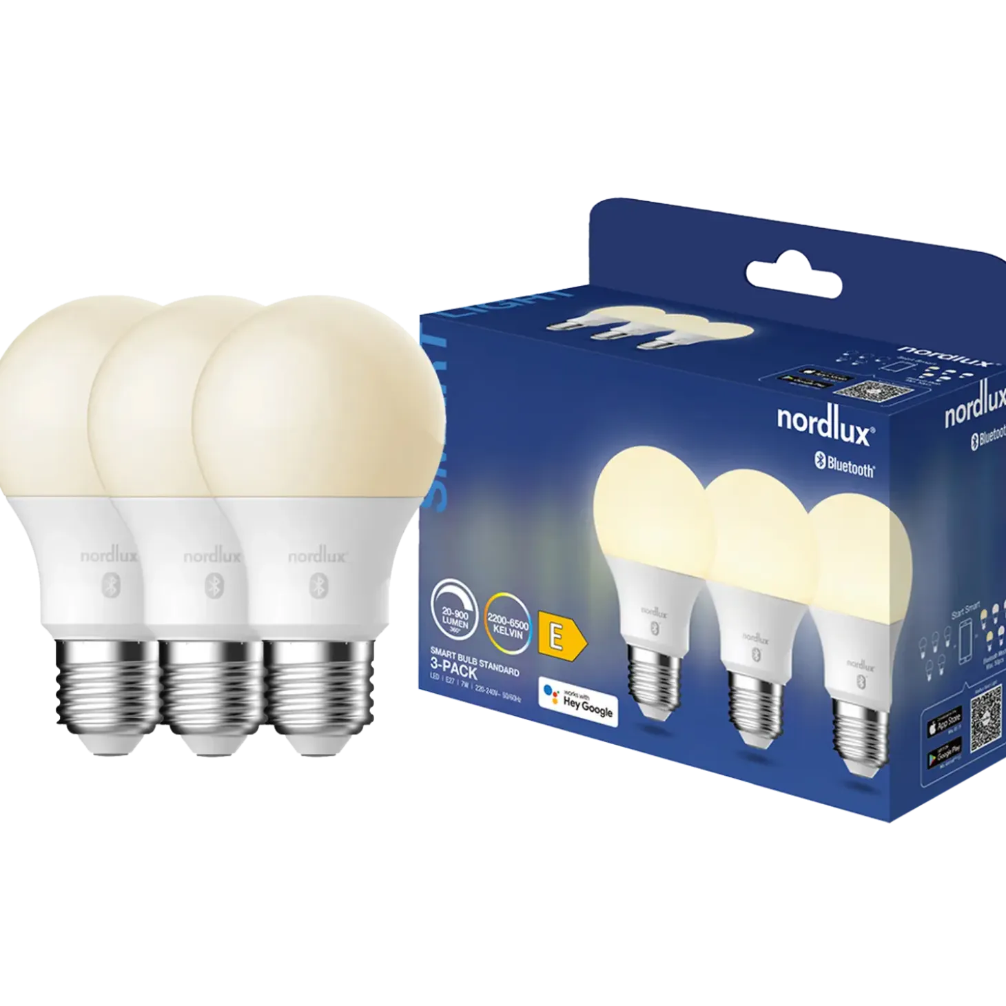 Nordlux smart pære LED E27 A60 SMD 7W hvid 3 pak