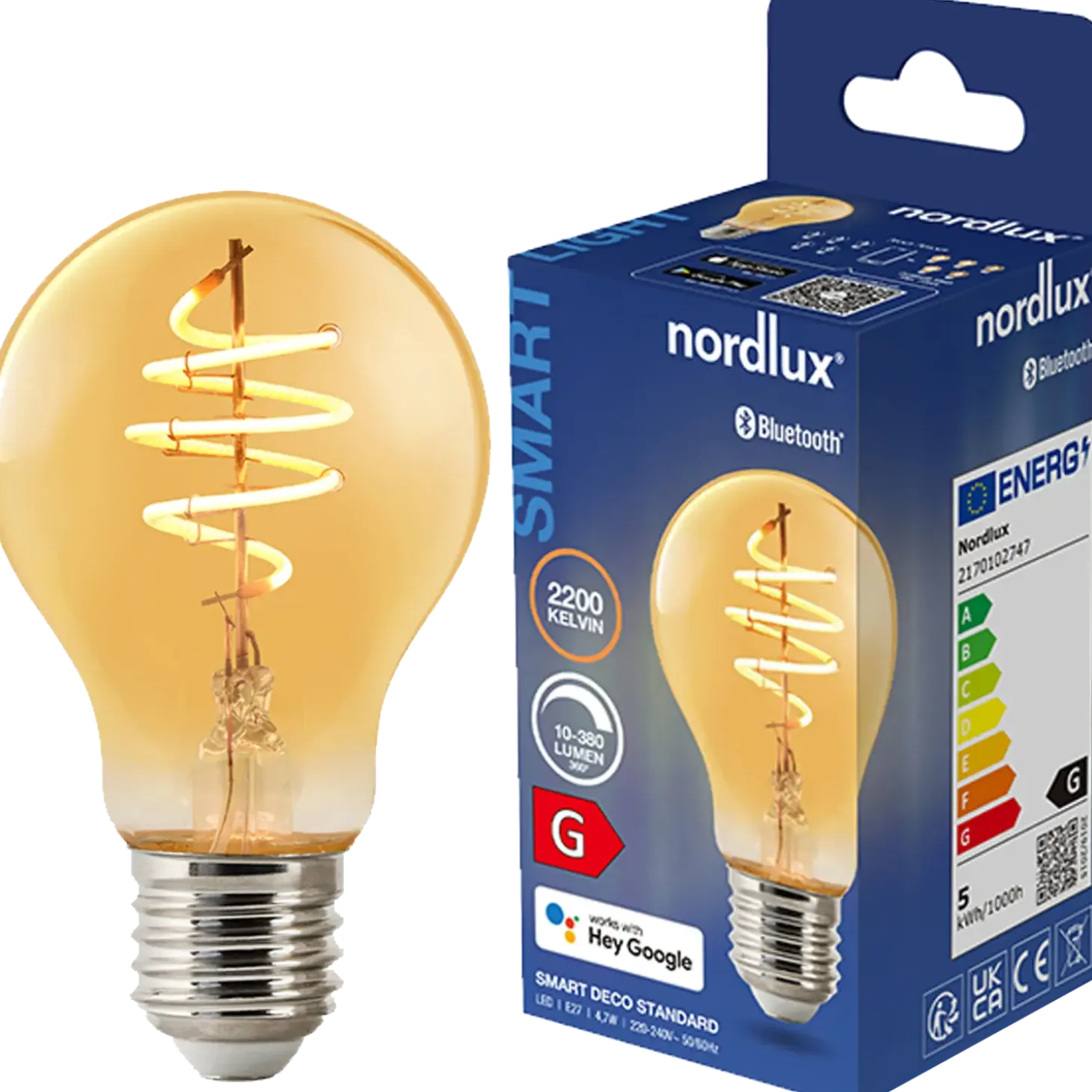 Nordlux smart pære LED E27 A60 4,7W ravfarvet