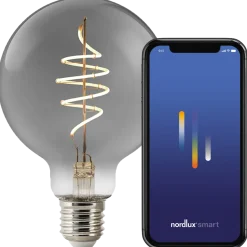 Nordlux smart pære LED E27 G95 4,7W røgfarvet